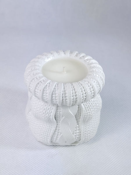 Świeca Biały Wełniany Splot